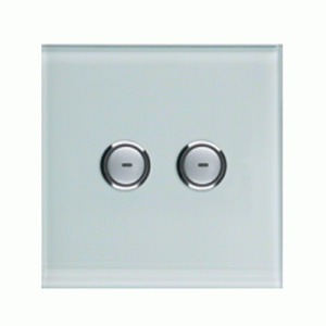 2‑gang push‑button module, white glass